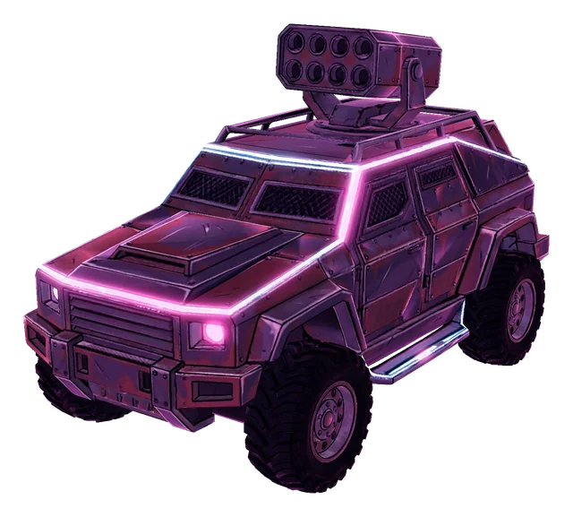 The Bulwark, an armored truck with a rocket pod