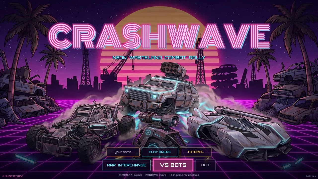 The Crashwave title screen